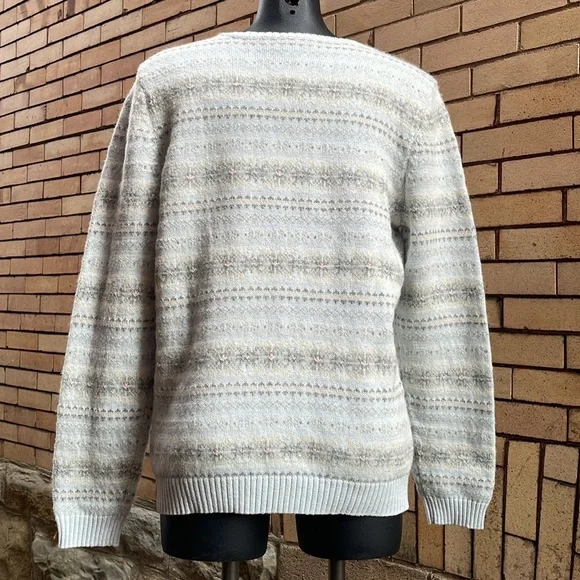 Ralph Lauren blue Fair Isle cotton wool cashmere rabbit Sweater Size Large - Picture 3 of 10